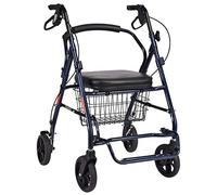 Folding Rollator Rolling with 4 Wheel, with Seat, Backrest and Shopping Basket - Rollator for Seniors - Durable Steel Frame, 6-Inch Wheels