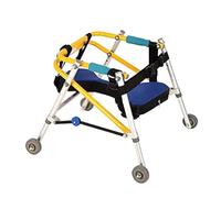 Folding Rollator Walker for Kids, Lightweight Four Wheel Adjustable Frame with Padded Seat, Anti-Tilt Design for Rehabilitation Training