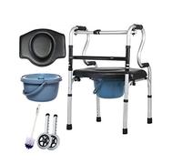 Folding Rollator Walker,Height Adjustable Walking Frame,Standing Rehabilitation Toilet Elderly Walker Disabled Person Handrail Frame Medical Rehabilitation Training Equipment