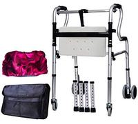 Folding Rollator Walker,Walking Stick, Wheelchair Thick Aluminum Alloy Walker with Wheels with Elderly Walking Frame