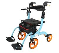 Folding Rollator Walker with Seat, 4 Wheel Lightweight Aluminium Mobility Aid, Dual Brakes, Detachable Storage Bag, Adjustable Height for Elderly
