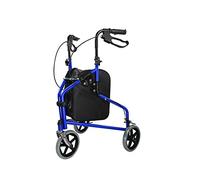 Folding Rollator Walker with Seat & Bag - Convenient Mobility Aid for Elderly & Handicapped Users - 3 Wheel Tri Walker with Lockable Brakes & Carry Bag - Comfortable & Portable