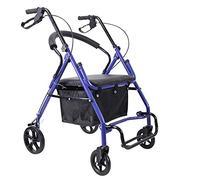 Folding Rollator Wheelchair Aluminum Rolling,Super Light Rollator Lightweight Brake Folding Adult W/Height Adjustable Seat by Legs and Arms,Blue