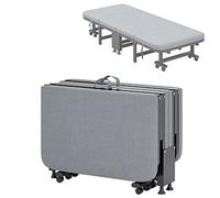 Folding Rollaway Bed with Comfortable Mattress, Portable Guest Bed with Rolling Casters for Easy Mobility, High-Density Sponge Mattress for Support, Foldable Design for Space Saving