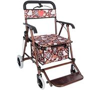 Folding Roller Walker with Lockable Brake Detachable Armrests for The Elderly Shopping Cart Walking Frame Pedal Walking Walker