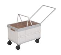 Folding Rolling Cart 55L/Max.35KG Large Capacity Shopping Trolley Cart Camping Foldable Organizer Box With Cover for Outdoor Gardening, Picnicking (gray)