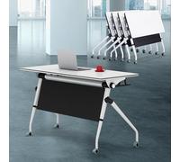 Folding Rolling Conference Table 55" Flip Top Mobile Meeting & Training Table on Wheels Ideal for Office Classroom and Events