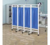 Folding Rolling Privacy Screen, Medical Privacy Screen On Wheels, 6ft Tall Foldable Room Divider Temporary Fence For Clinic/Patient/Exam Room(Blue) (Blue)