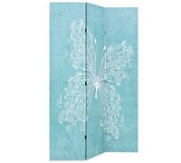 Folding Room Divider 120 x 170 cm with Butterfly Print, Sturdy Wooden Frame Made of Fir Wood, Foldable Divider for Living Room, Bedroom, Office, Free Standing and Opaque
