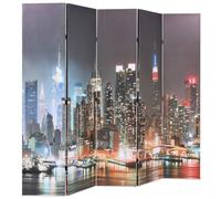 Folding Room Divider 200 x 170 cm with Wooden Frame and Canvas Screen with New York Night Skyline Freestanding Privacy Screen and Room Divider for Living Room Bedroom Office