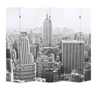 Folding Room Divider 228x170 cm New York by Day Black and White