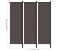 Vidaxl 3-Panel Room Divider Anthracite 150X180 Cm Room Dividers