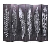 Folding Room Divider Feathers Black and White Separator Multi Sizes vidaXL