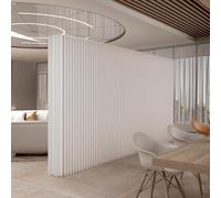 Folding Room Divider, Freestanding Privacy Screen Paper Background Wall for Living Room Office, White (L300*H220 cm)