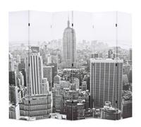 Folding Room Divider New York by Day Black and White Screen Multi Sizes vidaXL