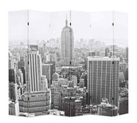 Folding Room Divider New York by Day Black and White Screen Multi Sizes vidaXL