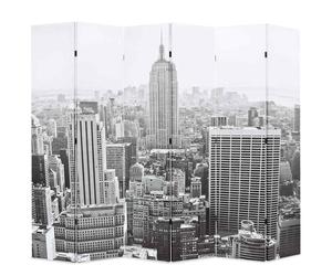 Folding Room Divider New York by Day Black and White Screen Multi Sizes vidaXL