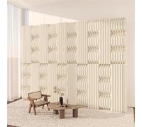Folding Room Divider Screen, Reversible Privacy Panels with Different Designs, Partition Wall for Office Salon Bar, 6 Panel