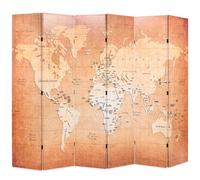 Folding Room Divider World Map Yellow Paravent Separator Multi Sizes vidaXL
