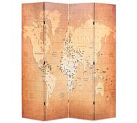 Folding Room Divider World Map Yellow Paravent Separator Multi Sizes vidaXL