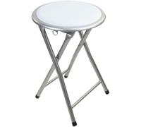 Folding Round Stool Thick Soft Padded Seat Metal Leg Frame Portable Space Saving