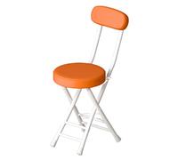 Folding Round Stool with PU Padded Seat Breakfast Chair for Office Desk Vanity Kitchen Versatile & Comfortable Seating (Color: Grey)