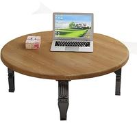 Folding Round Table Japanese Low Table Center Table Study or Dining Table for Bedroom with and Window View 80 cm Size Color B Space Saving Design