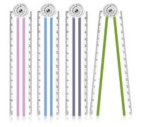 Folding Ruler, 4PCS Foldable Ruler, 30cm Fold Transparent Straight Ruler, Geometric Rulers, 180° Plastic Folding Rulers School Stationery for Mathematics Daily Learning Geometry