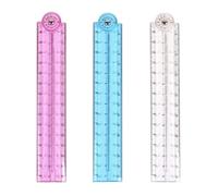 Folding Ruler15cm to 30cm Foldable Transparent Measuring Tool - Pink blue Clear Plastic Geometric Ruler for School Students Flexible Bendable Straight Edge for Mathematics Drawing Portable Study Ruler