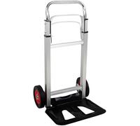 Folding Sack Truck, 90 kg Capacity Aluminium Folding Trolley on Wheels, Extendable Handle Hand Truck, Compact & Portable, Black