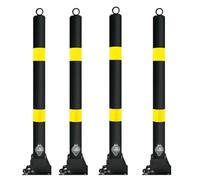 Folding Safety Bollard, Manual Parking Column, Car Park Driveway Guard Saver, Barrier Locks, Easy to Install(Black,4PCS)