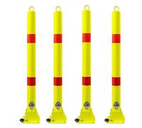 Folding Safety Bollard, Manual Parking Column, Car Park Driveway Guard Saver, Barrier Locks, Easy to Install(Yellow,4PCS)