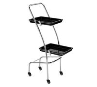 Folding Salon Trolley Cart on Wheels - Mobile Hairdresser Storage nizer for Tattoo, Barber & Salon Tools - Portable Service Tray (Black)