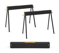 Folding Saw Horse Twin Pack 1000kg Total Capacity Heavy Duty Workbench COSTWAY Black One Size