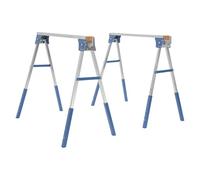 Folding Saw Horses, Adjustable Height 72.6-89cm, Supports Up to 1200 kg, Portable Metal Trestle Stands for Warehouse, Factory, Garage - Set of 2