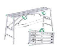 Folding Scaffolding Equipment Telescopic Lightweight Multipurpose Work Platform with Adjustable Height Load Capacity Stable Safe Portable Scaffold or Ladder Elevating Scaffolding 140cm