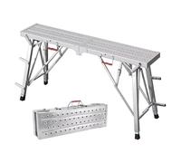 Folding Scaffolding Platform, Height Adjustable Work Bench, Steel Step Ladder Stool, Portable Work Platform for Painting, Washing, DIY Projects, 200kg Capacity(L:200cm)