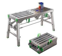 Folding Scaffolding Work Platform with Adjustable Height, Multi-Purpose Steel Workbench, Slip Feet for Ceiling Cleaning, Painting, Car Washing