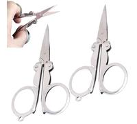 Folding Scissors, 2Pcs Travel Scissors, Hangable & Portable Metal Foldable Mini, Perfect for Craft, Camping, Fishing, Outdoor, Travel