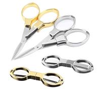 Folding Scissors,Safe Portable Travel Scissors,Zinc Alloy Handle Stainless Steel Telescopic Cutter for Home Office Outdoor Fishing（2PC）