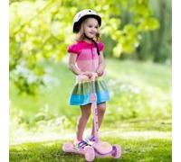 Folding Scooter Kick Scooter w/ LED Lighted Wheels Rear Brake COSTWAY Pink One Size