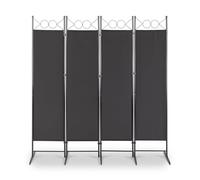 Folding Screens and Room Dividers, 5.74FT 4-Fold Top Movable Protective Privacy Screens, 4 Panel Room Divider Portable Fabric Screen Wall Room Partition Separator for Home Office (Black)