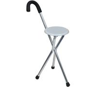 Aidapt Lightweight Folding Walking Stick with Seat - Comfortable, Portable Mobility Aid - Durable Aluminum, Foam Handle, Non-Slip Feet - 100kg Max Weight