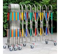 Folding Security Gate, Metal Traffic Barricade with Casters, Retractable Fence, Mobile Safety Barrier, Expandable Parking Barrier for Outdoor Road Garage, 1.5x6m