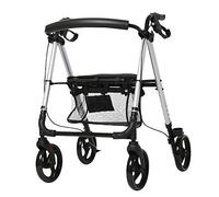 Folding Seniors Rolling Walker Handcart, with Big 6 Inch Wheels& Seat, Lightweight Upright Step Assist, All Terrain, Silver Decoration