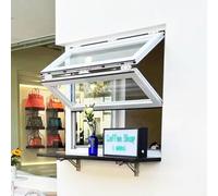 Folding Service Window with Reinforced Glass & Lock for Food Trucks and Trailers, Sliding Up to 85 Degrees for Easy Access