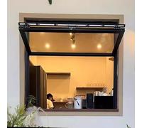 Folding Serving Window for Food Trucks, Flush Mount Concession Stand Window, Aluminum Frame Vending Sliding Window, Double Hung Design, 24x44in