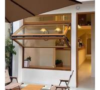 Folding Serving Window with Glass & Lock, Aluminum Alloy Bifold Sliding Window, for Fast Food Restaurants, Commercial Spaces, and Open Areas(32x20in/81x51cm)