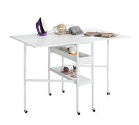 Folding Sewing Cutting Table, for Large Fabric,Mobile Height Adjustable with Storage Shelves, Foldable for Home Office
