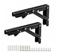 Folding Shelf Brackets 10 Inch, 2 Pack Heavy Duty Shelves Bracket Wall Mounted Foldable Shelving Brackets for Folding Desk Bench Drop-Leaf Table, Sturdy & Space-Saving, Load Capacity: 55kg / 120lbs